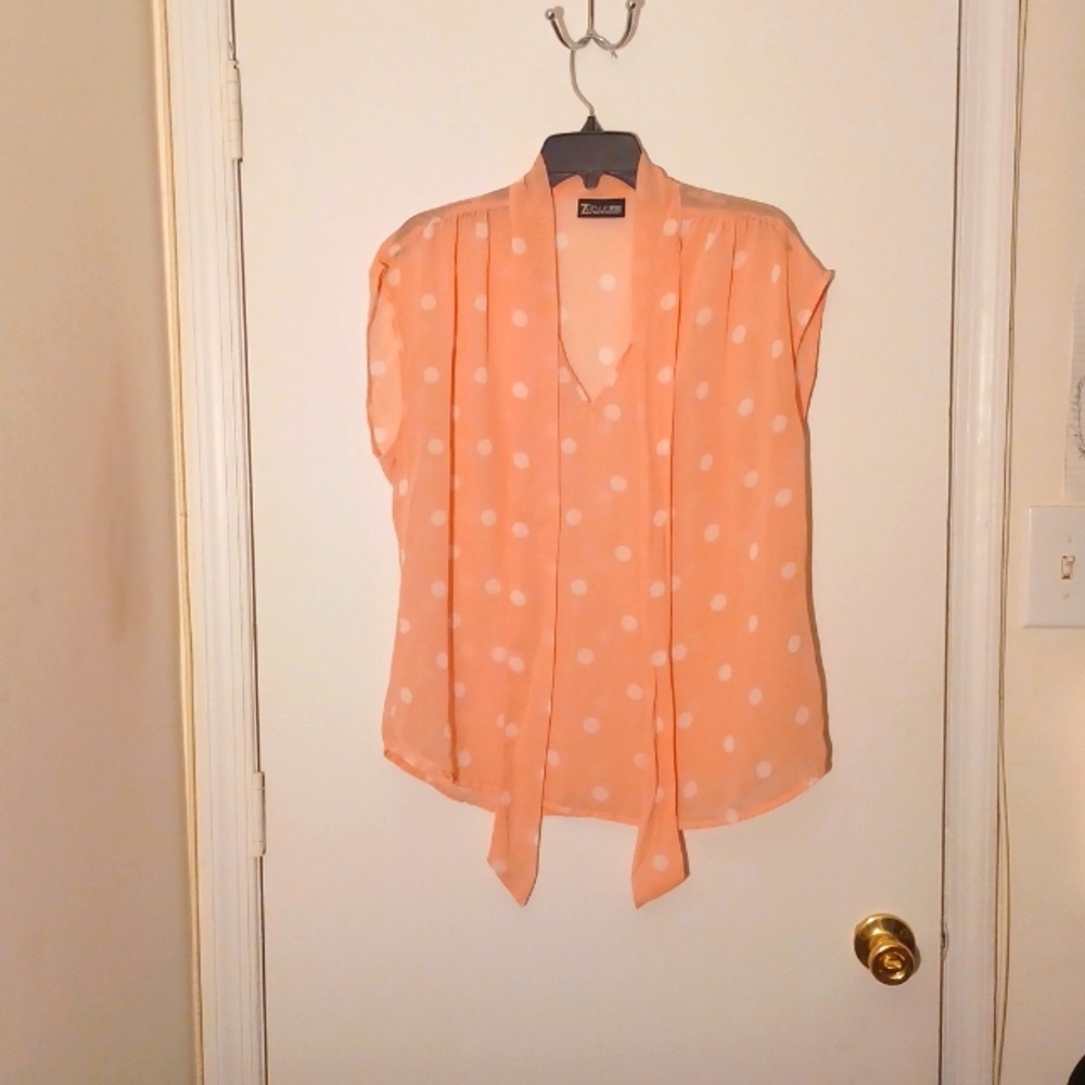 Peach polka dot blouse
